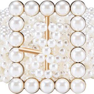 Women’s Pearl Belt Elastic Wedding Sash Crystal Beaded Waist Chain Dress Accesso